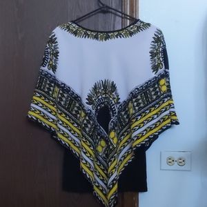 White, black, yellow smock shirt